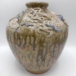 琉球泡盛　真正陶房　眞正陶房　盛上げ龍図　壷　南蛮　壺　酒甕　やむちん　壷屋 琉球泡盛真正陶房眞正陶房盛上げ龍図壷南蛮壺酒甕やむちん壷屋